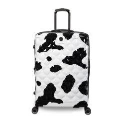 IT Luggage Indulging - 4pc Set (Moo Cow Print) -Travel Luggage Store 33198 UK16 3039A08Moocowblack whiterepeatprintSSFrontpaneldirectly25in