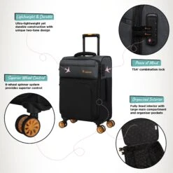 Duo-Tone - Cabin (Pewter & Black) -Travel Luggage Store Duo Tone Cabin Black Infographic