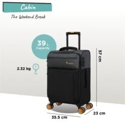 Duo-Tone - Cabin (Pewter & Black) -Travel Luggage Store Duo Tone Cabin Black dims weights