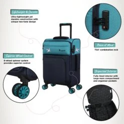 IT Luggage Duo-Tone - Cabin (Capri Breeze / Dress Blues) 14 IT Luggage Duo-Tone - Cabin (Capri Breeze / Dress Blues) -Travel Luggage Store Duo Tone Cabin Capri Infographic