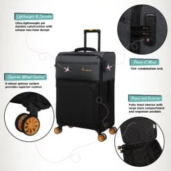 Duo-Tone - Medium (Pewter & Black) -Travel Luggage Store Duo Tone Med Black Infographic