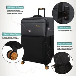 Duo-Tone - Extra Large (Pewter & Black) -Travel Luggage Store Duo Tone XLarge Black Infographic