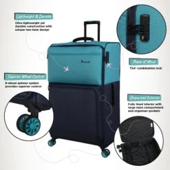 Duo-Tone - Extra Large (Capri Breeze / Dress Blues) -Travel Luggage Store Duo Tone XLarge Capri Infographic
