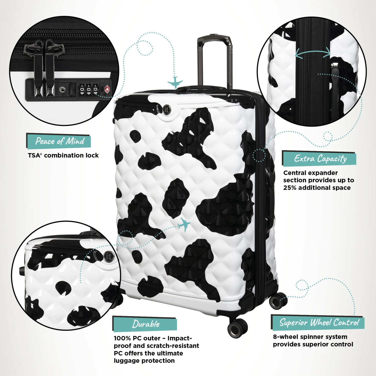 IT Luggage Indulging - Large (Moo Cow Print) 5 IT Luggage Indulging - Large (Moo Cow Print) - Image 3