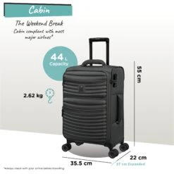 IT Luggage Precursor - Cabin (Charcoal) 21 IT Luggage Precursor - Cabin (Charcoal) -Travel Luggage Store Precursor Cabin Charcoal dims weights