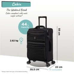 IT Luggage Precursor - Cabin (Black) 19 IT Luggage Precursor - Cabin (Black) -Travel Luggage Store Precursor Cabin black dims weights