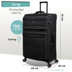 IT Luggage Precursor - Large (Black) -Travel Luggage Store Precursor Large black dims weights