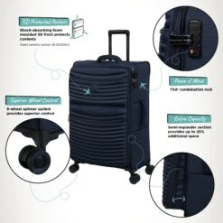 IT Luggage Precursor - Medium Plus (Dress Blues) -Travel Luggage Store Precursor Med Blue Infographic