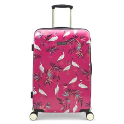 Sara Miller 4 Wheel Medium Suitcase - 67cm -Travel Luggage Store SMH0102 008 Sara Miller Medium 4W Trolley Pink Heron 1 14124.1695399327