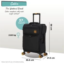 Simultaneous - Cabin (Black) -Travel Luggage Store Simultaneous Cabin Blk dims weights