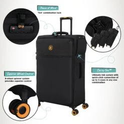 Simultaneous - 3pc Set (Black) -Travel Luggage Store Simultaneous Large Blk Infographic