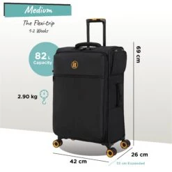 Simultaneous - Medium (Black) -Travel Luggage Store Simultaneous Med Blk dims weights