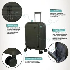 IT Luggage Spontaneous II - Cabin With Pocket (Olive Night) -Travel Luggage Store Spontaneous Cabin Pocket Olive Infographic e26eda02 c815 4cbd 8a23 cd14e14a1923