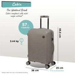 IT Luggage Spontaneous - Cabin (Feather Grey) -Travel Luggage Store Spontaneous Cabin Feather dims weights