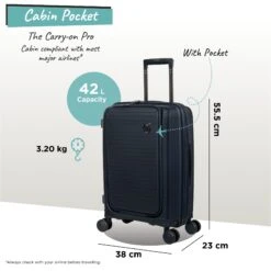 IT Luggage Spontaneous II - Cabin With Pocket (Blueberry) -Travel Luggage Store Spontaneous Cabin Pocket blueberry dims weights