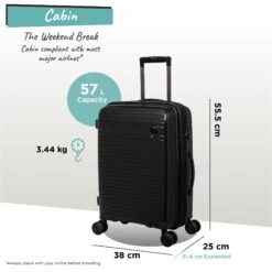 IT Luggage Spontaneous - Cabin (Black) 25 IT Luggage Spontaneous - Cabin (Black) -Travel Luggage Store Spontaneous Cabin blk dims weights