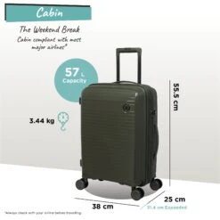 IT Luggage Spontaneous - Cabin (Olive Night) -Travel Luggage Store Spontaneous Cabin olive dims weights