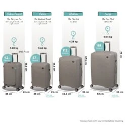 IT Luggage Spontaneous - Large (Feather Grey) -Travel Luggage Store Spontaneous Full set Feather dims weights