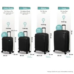 IT Luggage Spontaneous - Large (Black) -Travel Luggage Store Spontaneous Full set blk dims weights