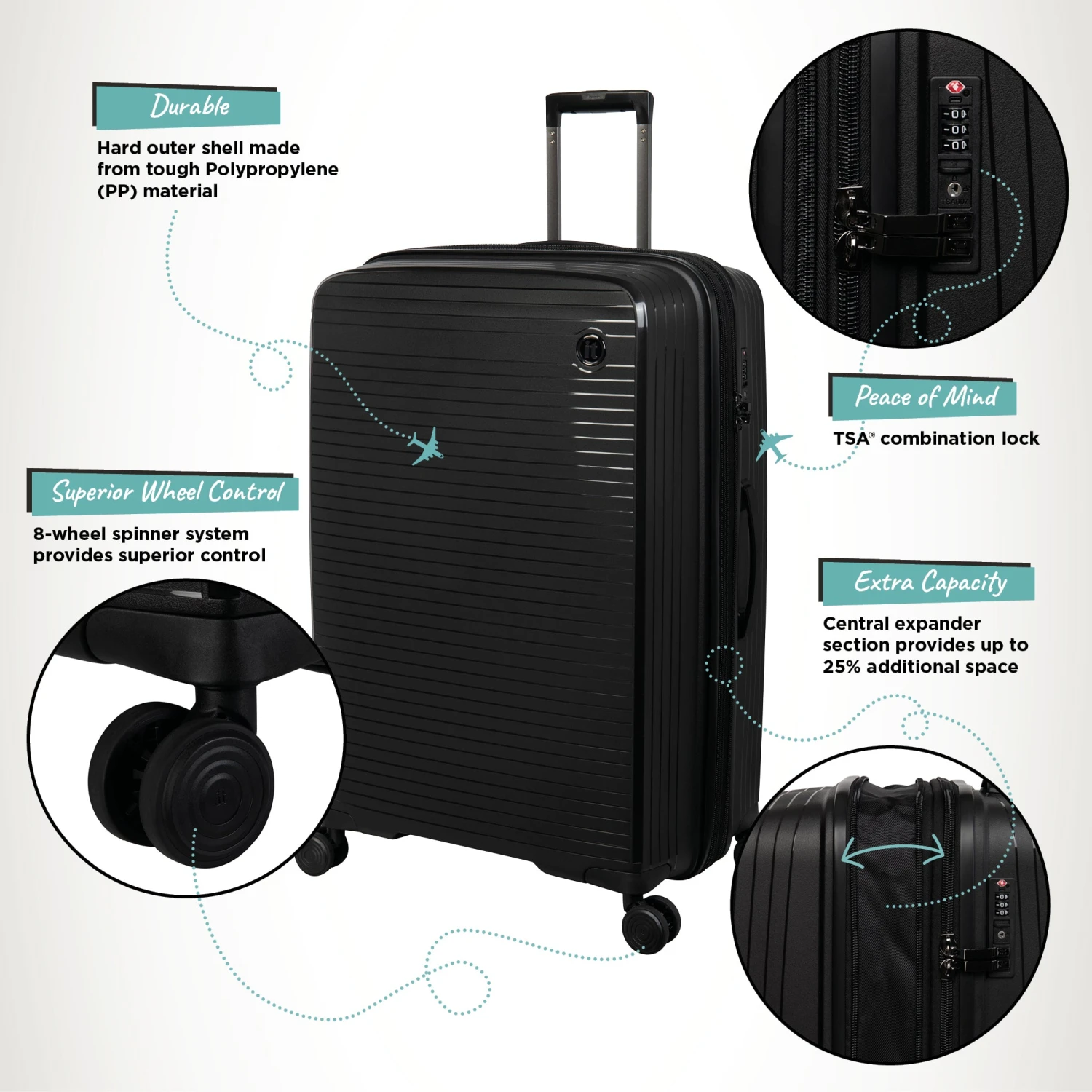 IT Luggage Spontaneous - 3pc Set (Black) 5 IT Luggage Spontaneous - 3pc Set (Black) - Image 3