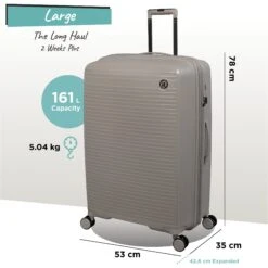 IT Luggage Spontaneous - Large (Feather Grey) -Travel Luggage Store Spontaneous Large Feather dims weights