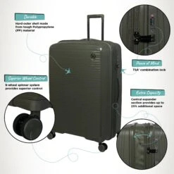 IT Luggage Spontaneous - 3pc Set (Olive Night) -Travel Luggage Store Spontaneous Large Olive Infographic