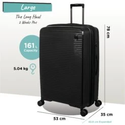 IT Luggage Spontaneous - Large (Black) -Travel Luggage Store Spontaneous Large blk dims weights