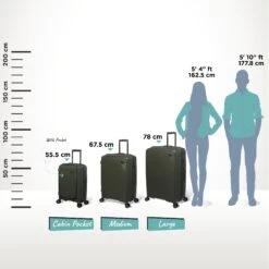 IT Luggage Spontaneous II - Cabin With Pocket (Olive Night) -Travel Luggage Store Spontaneous Set Pocket olive Relative Size e4f92463 082f 46d6 a28a 17bebb7c56ce