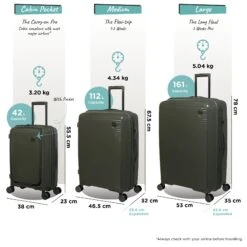 IT Luggage Spontaneous II - Cabin With Pocket (Olive Night) -Travel Luggage Store Spontaneous Set Pocket olive dims weights 77c88748 70dc 46d3 b9d8 bc5c73f8b6b9