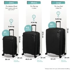 IT Luggage Spontaneous - 3pc Set (Black) 26 IT Luggage Spontaneous - 3pc Set (Black) -Travel Luggage Store Spontaneous Set blk dims weights