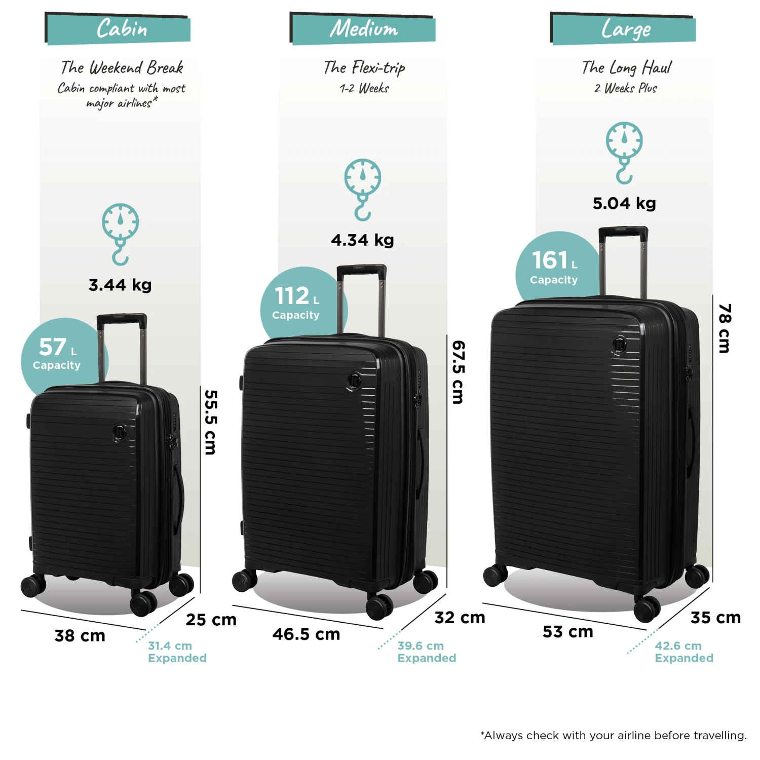 IT Luggage Spontaneous - 3pc Set (Black) 14 IT Luggage Spontaneous - 3pc Set (Black) - Image 12