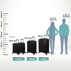 IT Luggage Spontaneous - Large (Black) -Travel Luggage Store Spontaneous full set Blk Relative Size