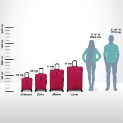IT Luggage Trinary - 4pc Set (Viva Magenta) 31 IT Luggage Trinary - 4pc Set (Viva Magenta) -Travel Luggage Store Trinary Relative Size Viva Magenta