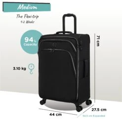 Travel Luggage Store -Travel Luggage Store Trinary medium black dims weights