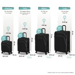 IT Luggage Trinary - Large (Black) -Travel Luggage Store Trinary set black dims weights