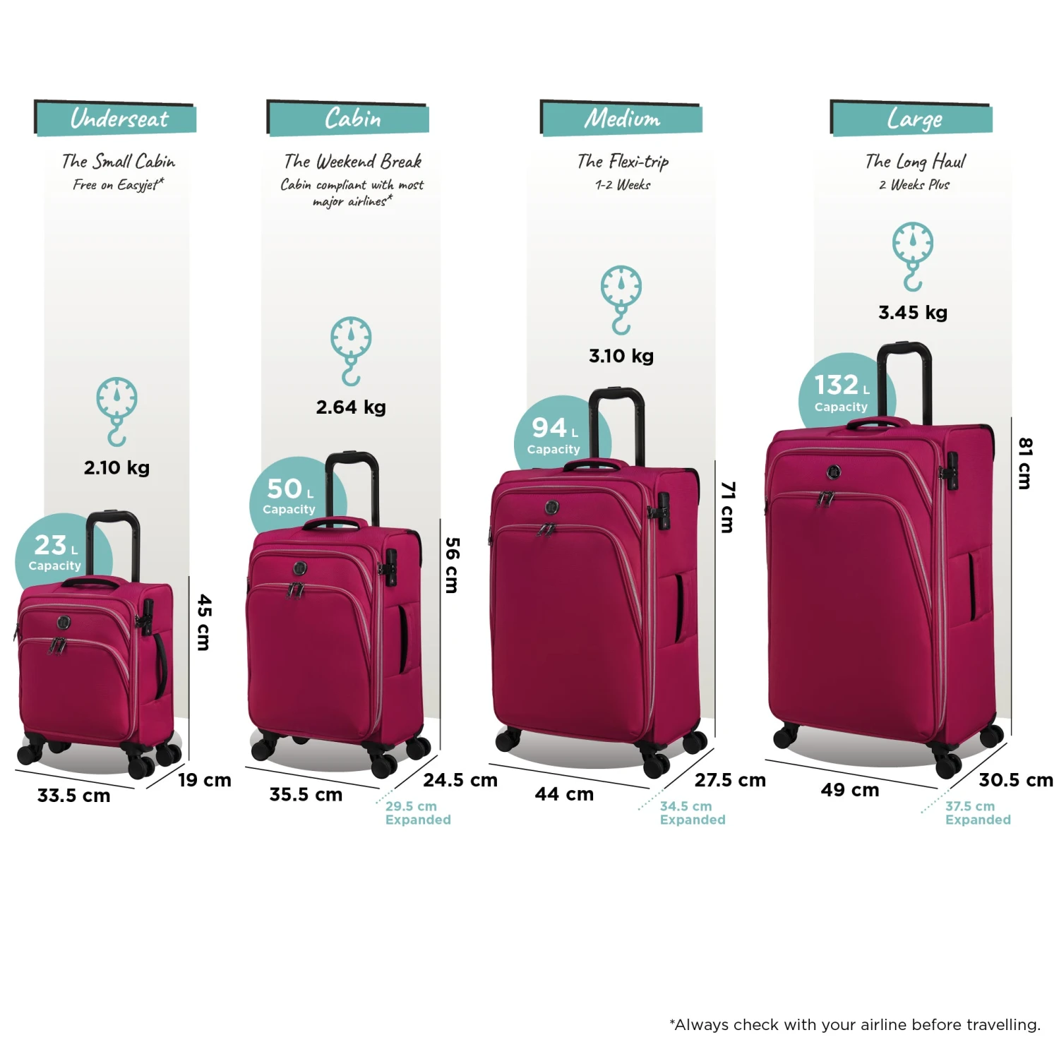 IT Luggage Trinary - Medium (Viva Magenta) 13 IT Luggage Trinary - Medium (Viva Magenta) - Image 11