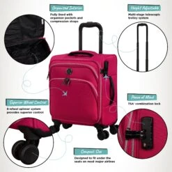 IT Luggage Trinary - Underseat (Viva Magenta) 18 IT Luggage Trinary - Underseat (Viva Magenta) -Travel Luggage Store Website Infographic Trinary underseat Magenta